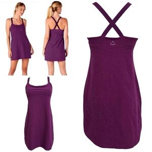 BEYOND YOGA Spacedye Move It Dress Purple Criss Cross Back Mini Size Medium